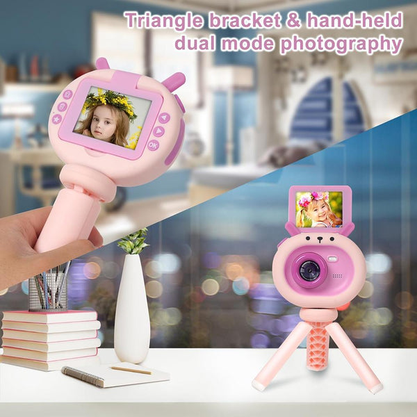 180 Degree Flip Screen Cartoon Digital Camera With Stand 2.4 Inch 1080P Hd Dark Green Digital Cameras
