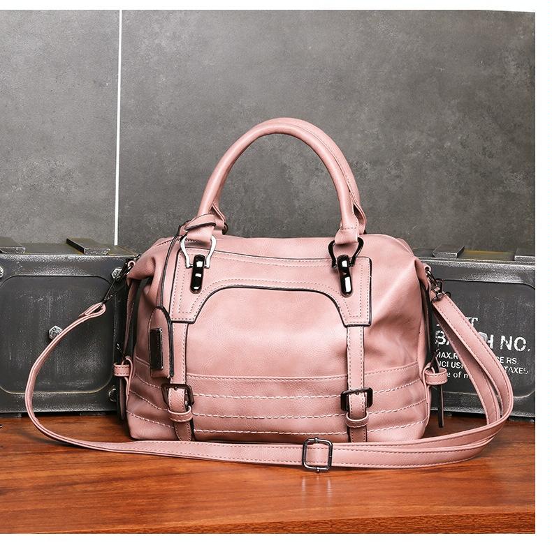 Soft Faced Casual Handbag Large Diagonal Shoulder Bag Pink Women's Bags & Handbags