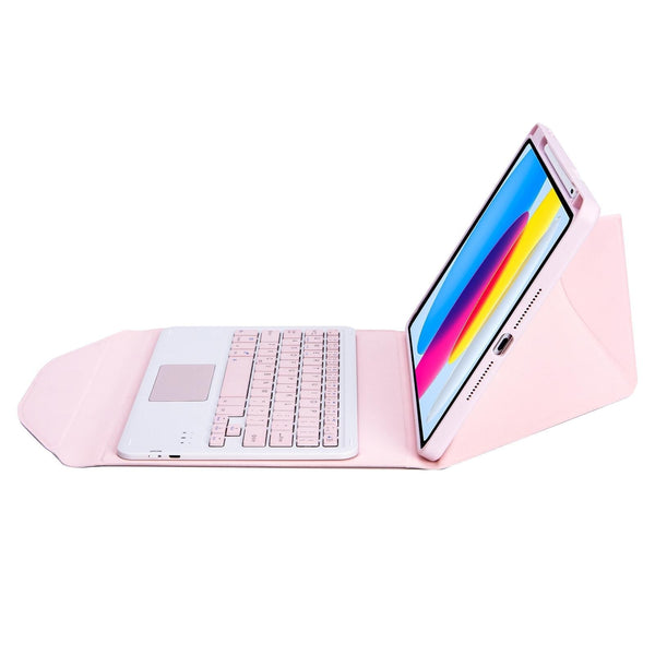 Bluetooth Keyboard Leather Tablet Case With Pen Slot And Touchpad Pink Keyboards