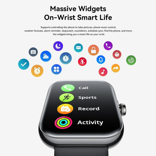 1.96 Screen Inch Smart Watch With Bt Call & Heart Rate Graphite Black Smart Watches