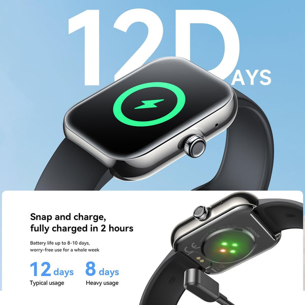 1.96 Screen Inch Smart Watch With Bt Call & Heart Rate Graphite Black Smart Watches