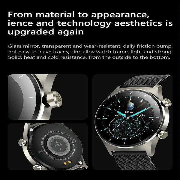 Waterproof Smart Watch With Heart / Bp Oxygen Sleep Monitoring Ip68 Silver Smart Watches
