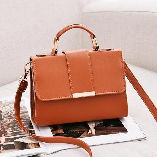 Women Small Leather Shoulder Bag Flap Crossbody Messenger Brown Women's Bags & Handbags