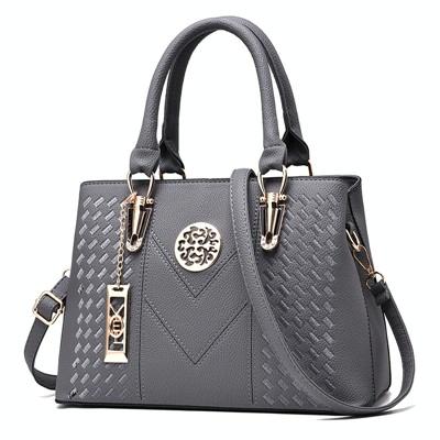 Women Leather Messenger Handbag Stylish And Functional Gray Women's Bags & Handbags