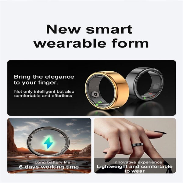 Smart Ring With Heart Rate Blood Oxygen Sleep Monitoring & Sports Modes Size 11 Gold Activity Trackers