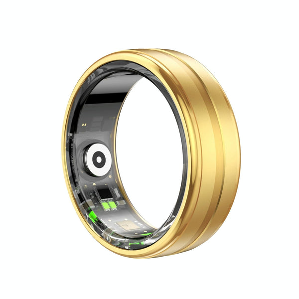Smart Ring With Heart Rate Blood Oxygen & Sleep Monitoring Size 12 Gold Activity Trackers