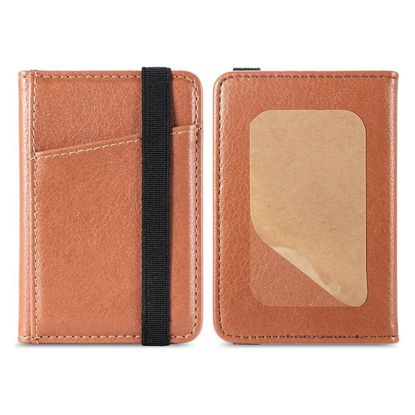 Pu Leather Phone Card Holder With Bracket Multifunctional Brown Business Card Holders