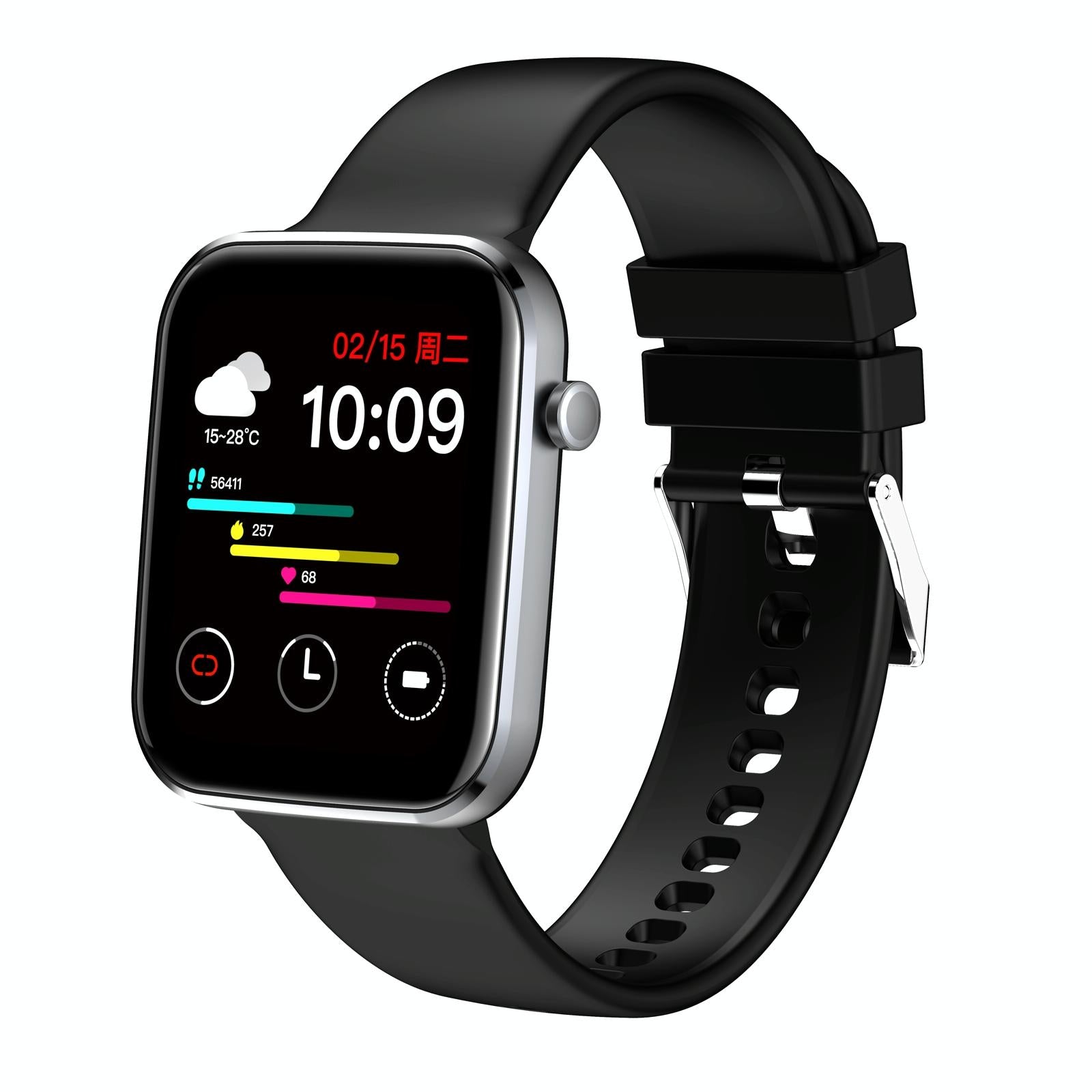 1.69 Inch Ip67 Waterproof Smart Watch With Touch Screen Health Monitoring Black Smart Watches