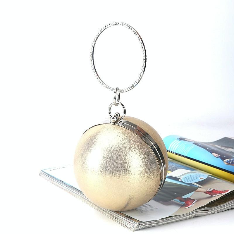 Chic Round Ball Clutch For Evening Events Gold Women's Bags & Handbags