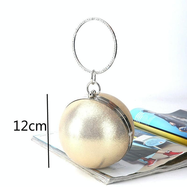 Chic Round Ball Clutch For Evening Events Gold Women's Bags & Handbags