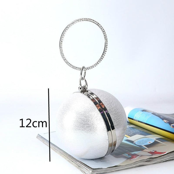 Chic Round Ball Clutch For Evening Events Gold Women's Bags & Handbags
