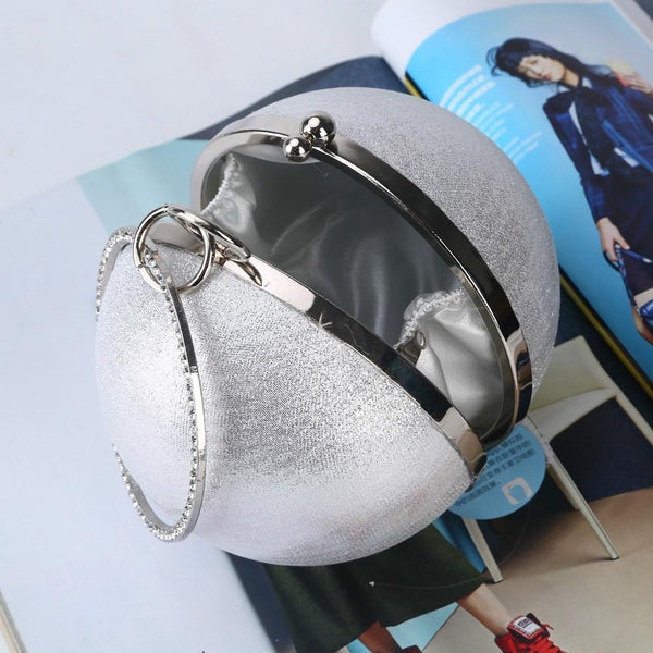 Chic Round Ball Clutch For Evening Events Gold Women's Bags & Handbags
