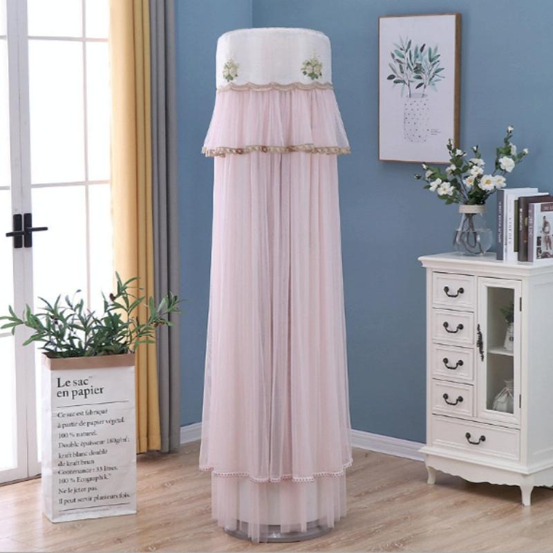 170Cm Vertical Lace Air Conditioner Dust Cover Round Column Pink Portable Air Conditioners