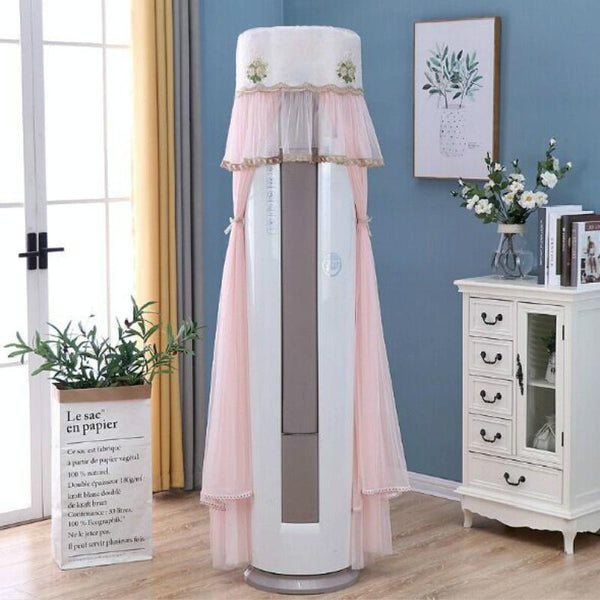 170Cm Vertical Lace Air Conditioner Dust Cover Round Column Pink Portable Air Conditioners