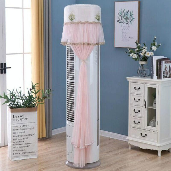 170Cm Vertical Lace Air Conditioner Dust Cover Round Column Pink Portable Air Conditioners