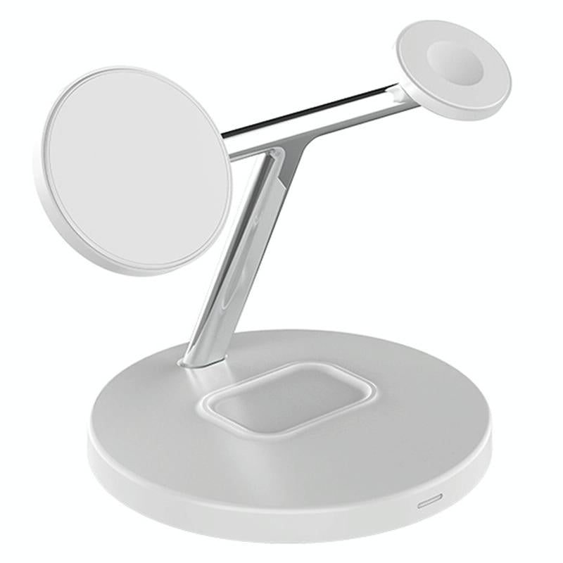 3 In 1 Magnetic Wireless Charger For Mobile Devices White Chargers & Cradles