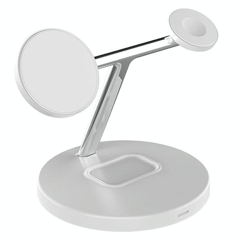 3 In 1 Magnetic Wireless Charger For Mobile Devices White Chargers & Cradles