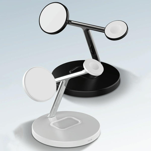 3 In 1 Magnetic Wireless Charger For Mobile Devices White Chargers & Cradles