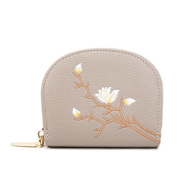 Large Capacity Semicircular Embroidery Id Card Holder Pink Business Card Holders