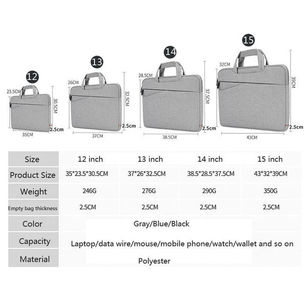 Large Capacity Laptop Liner Bag For Business 13 Inch Black Laptop Cases & Bags