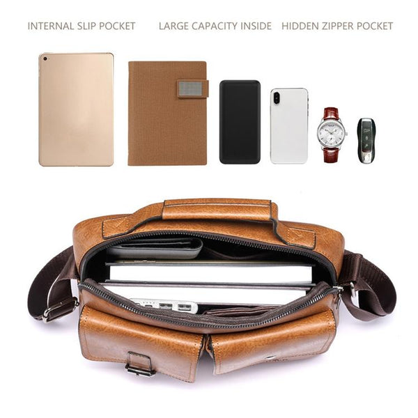 Retro Shoulder Bag For Men Large Capacity Light Brown Bags