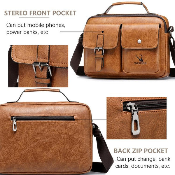 Retro Shoulder Bag For Men Large Capacity Light Brown Bags