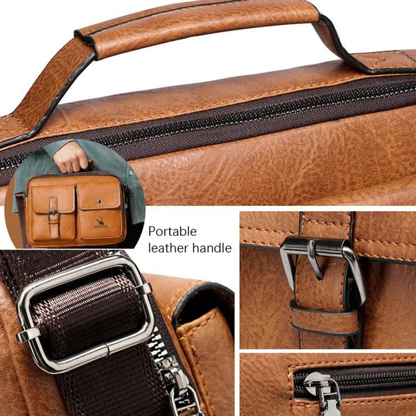 Retro Shoulder Bag For Men Large Capacity Light Brown Bags