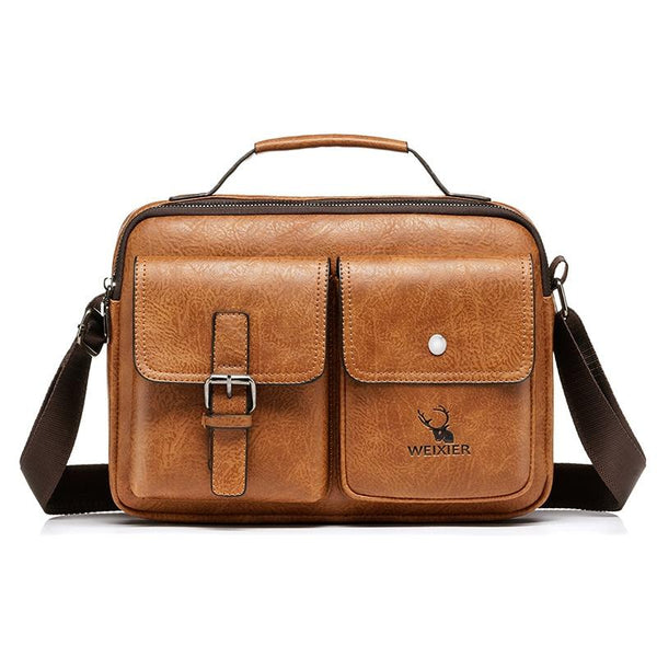 Retro Shoulder Bag For Men Large Capacity Light Brown Bags