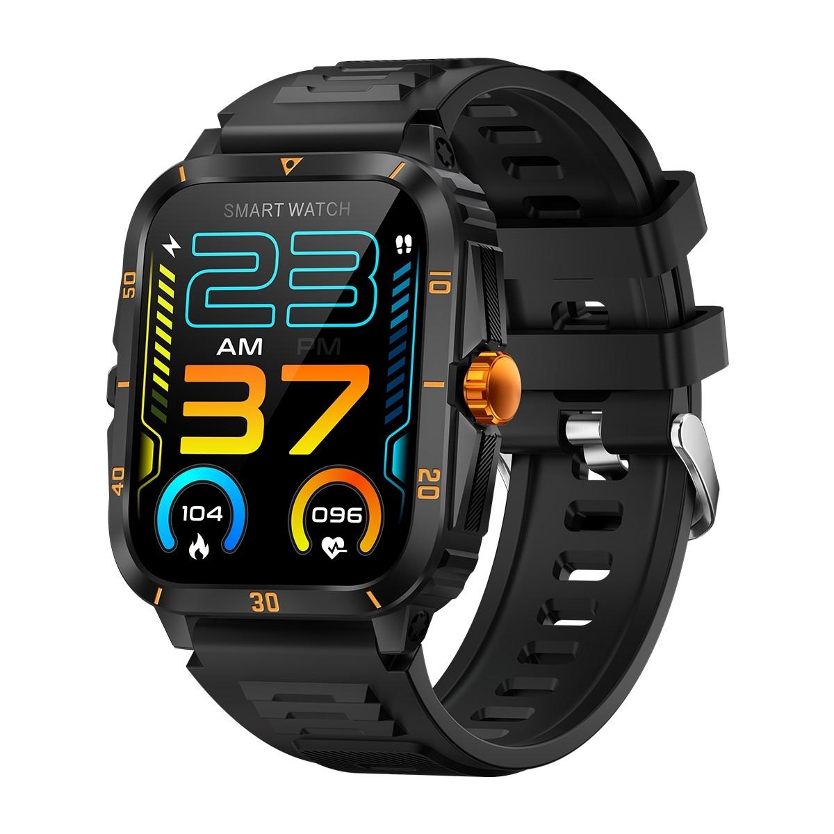 1.96 Inch Hd Rugged Smartwatch Square Screen Bt Calls Sleep Oxygen Monitor Black Gold Smart Watches