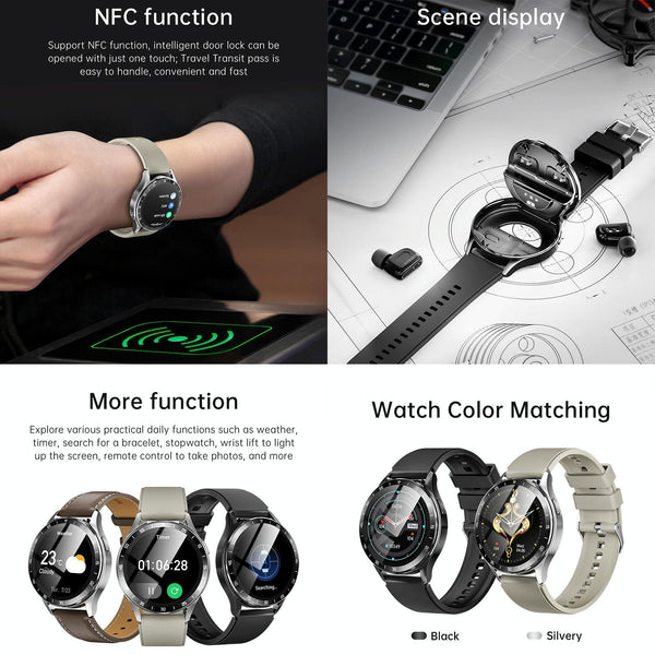 1.39 Inch Waterproof Bracelet Support Bluetooth Call / Nfc Heart Rate Silver Smart Watches