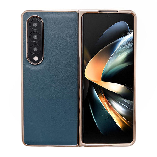 For Samsung Galaxy Z Fold4 5G Xiaoya Series Genuine Leather Plating Case Coffee Cases Covers & Skins