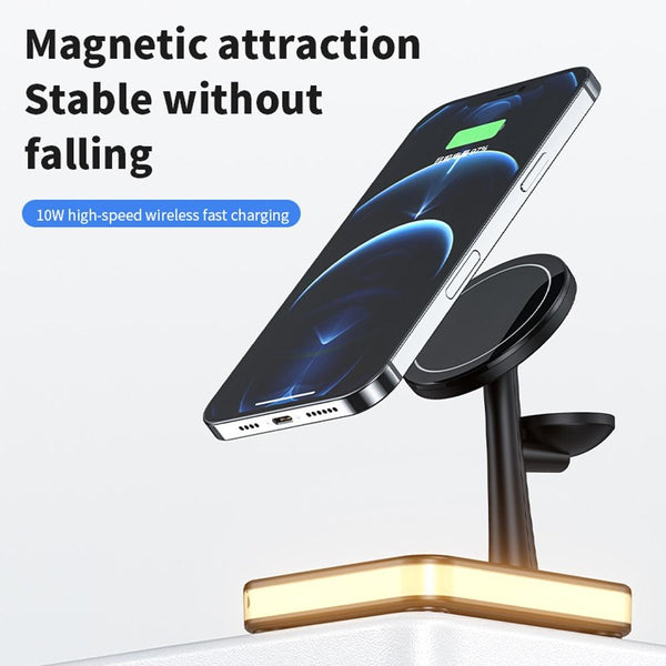 4 In 1 Magnetic Wireless Charger For Iphone / Iwatch Airpods & More White Chargers & Cradles