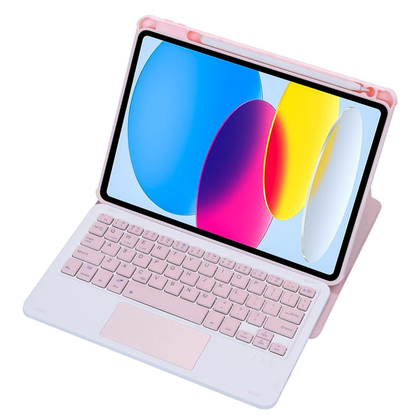 Parallel Deals 360 Rotation Bluetooth Keyboard Leather Case For Ipad 10.9 2022 Transparent Acrylic With Touch Control Pink Keyboards