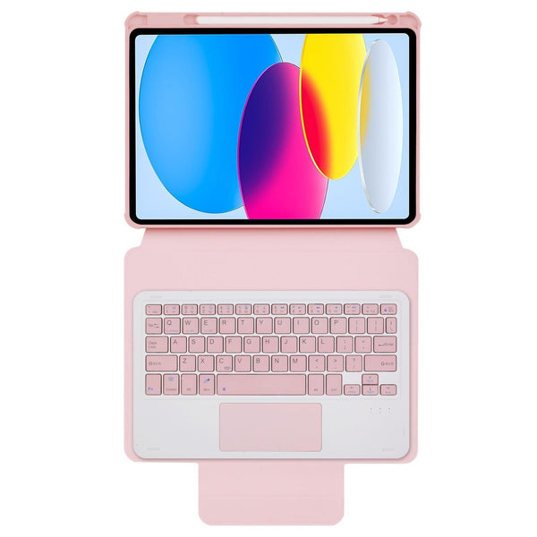Parallel Deals 360 Rotation Bluetooth Keyboard Leather Case For Ipad 10.9 2022 Transparent Acrylic With Touch Control Pink Keyboards
