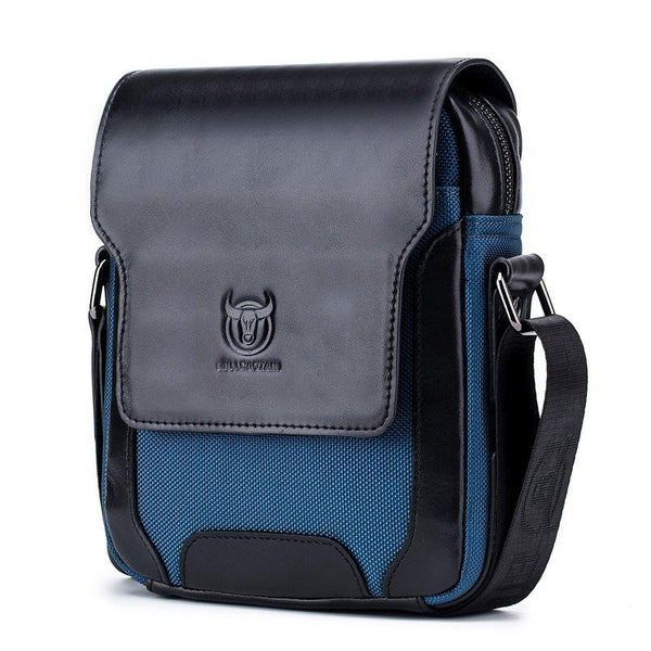 Men Leather Diagonal Shoulder Bag Multi Function Navy Blue Bags
