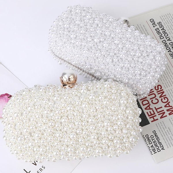Soft Lock Pearl Evening Bag Chic Crossbody Beige Women's Bags & Handbags