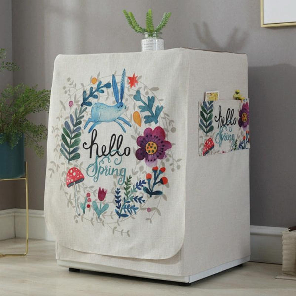 Cartoon Cotton Linen Drum Roller Washing Machine Dust Cover 83X60x60cm Size Rabbit Washing Machines