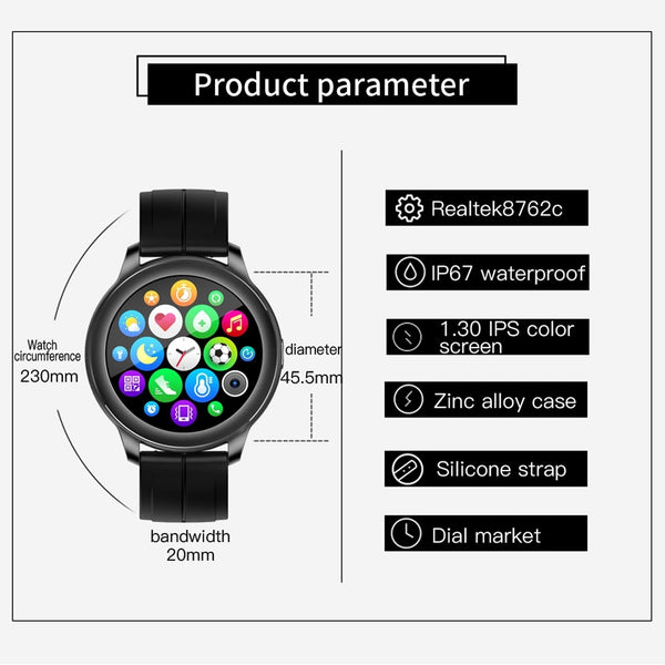 1.3 Inch Ips Colour Screen Ip67 Waterproof Smart Watch Support Sleep Monitor Heart Rate Blood Pressure Blue Smart Watches