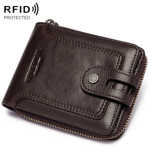 Men Leather Wallet With Rfid Protection And Coin Pocket Brown Wallets