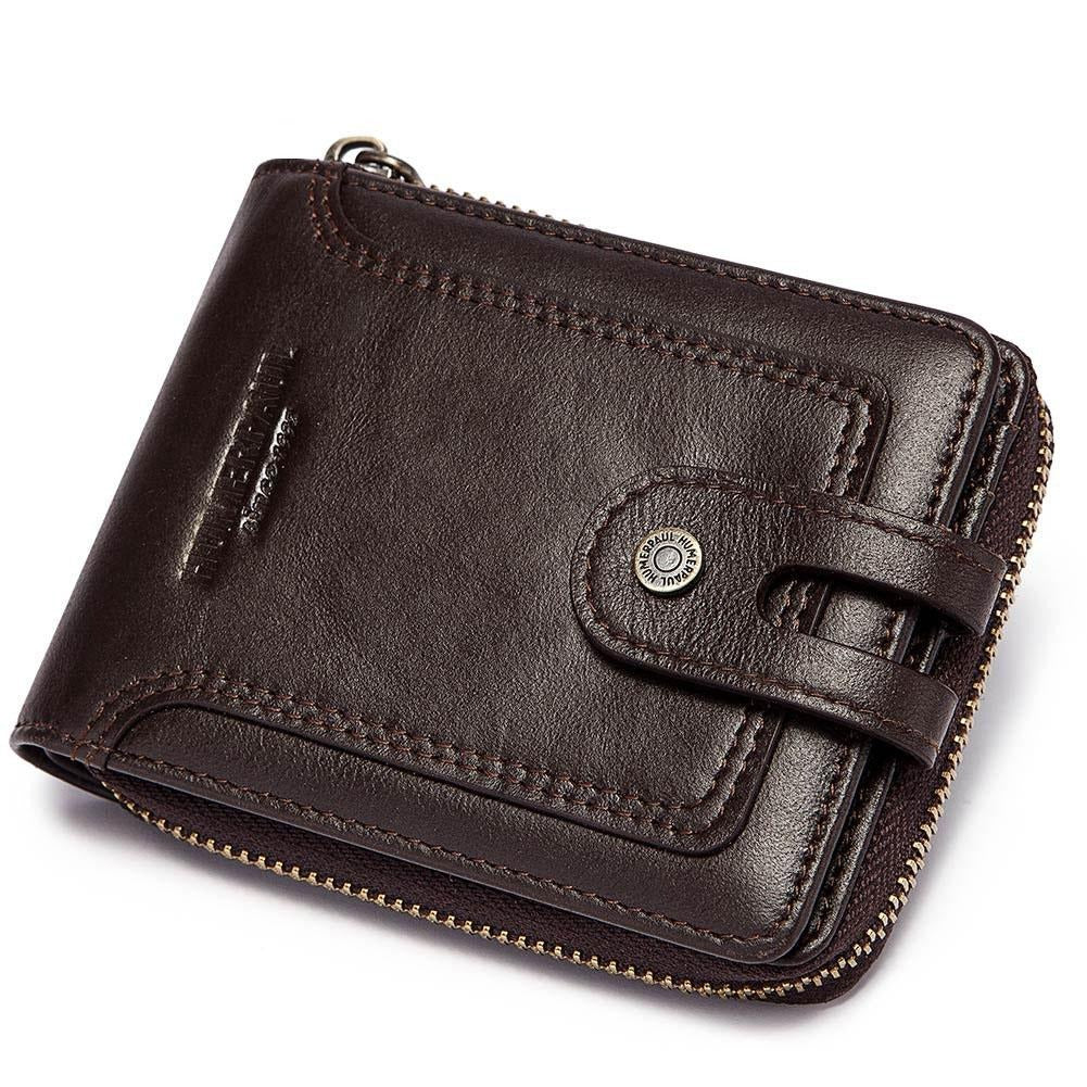 Men Leather Wallet With Rfid Protection And Coin Pocket Brown Wallets