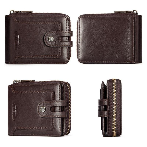 Men Leather Wallet With Rfid Protection And Coin Pocket Brown Wallets