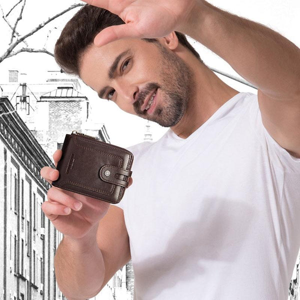 Men Leather Wallet With Rfid Protection And Coin Pocket Brown Wallets