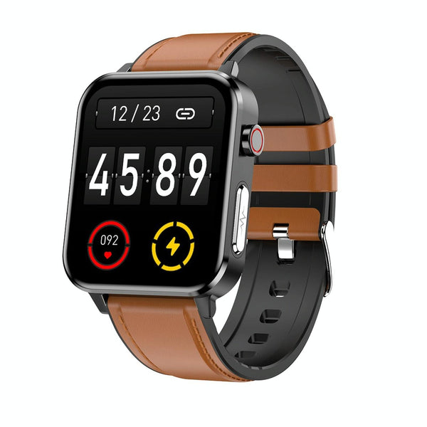 1.7 Inch Tft Color Screen Ip68 Smartwatch With Spo2 Temp Ai Diagnosis Leather Brown Smart Watches