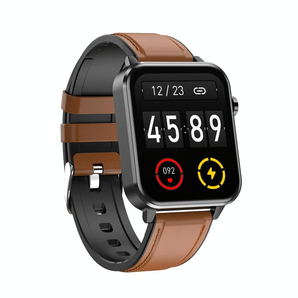 1.7 Inch Tft Color Screen Ip68 Smartwatch With Spo2 Temp Ai Diagnosis Leather Brown Smart Watches