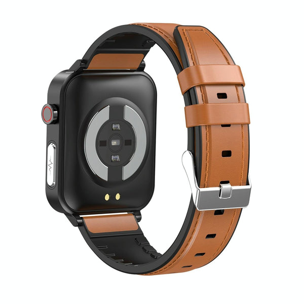 1.7 Inch Tft Color Screen Ip68 Smartwatch With Spo2 Temp Ai Diagnosis Leather Brown Smart Watches