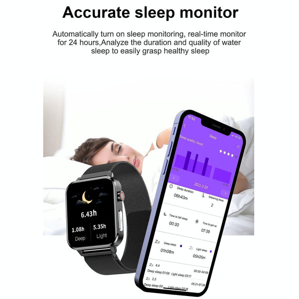 1.7 Inch Tft Color Screen Ip68 Smartwatch With Spo2 Temp Ai Diagnosis Leather Brown Smart Watches