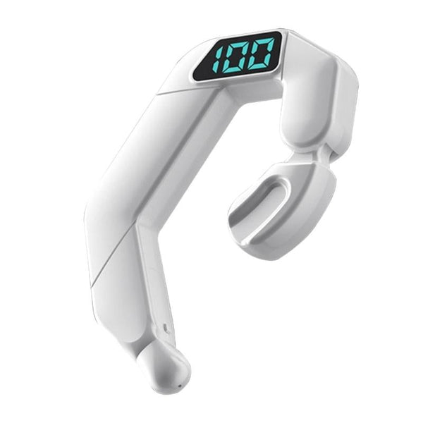 Digital Display Bone Conduction Bluetooth Headset Sporty Design White Headsets