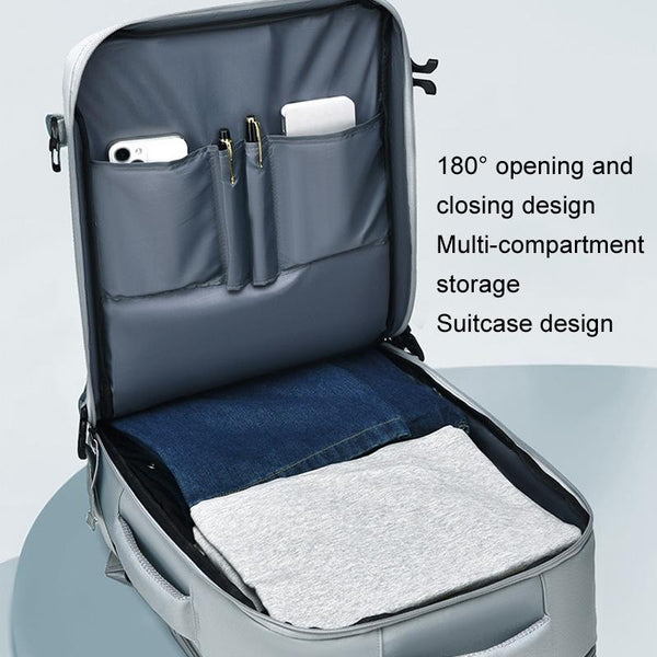 Large Capacity Simple Style Travel Backpack Beige Backpacks