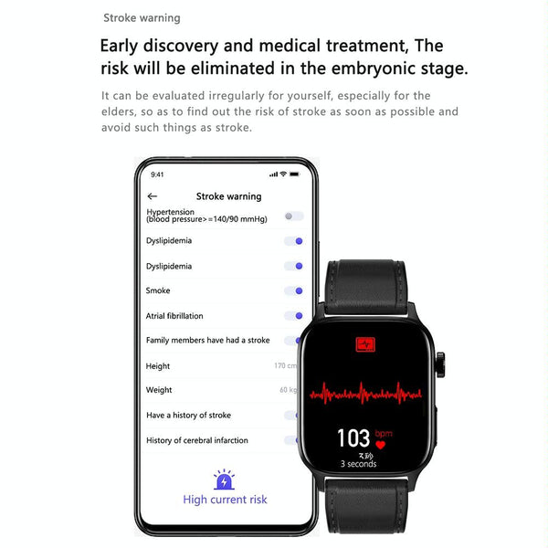 1.85 Inch Tft Smartwatch Leather Band Bluetooth Call Temp Oxygen Heart Monitor_Brown Smart Watches