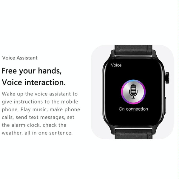 1.85 Inch Tft Smartwatch Leather Band Bluetooth Call Temp Oxygen Heart Monitor_Brown Smart Watches